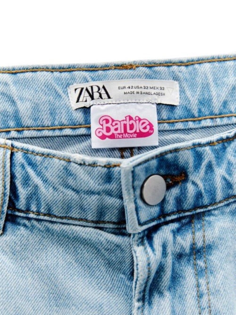 Zara x Barbie™ The Movie Straight-Leg Jeans — Light Wash — Size EU 38 / US 6 NWT - Picture 4 of 15